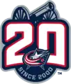 Logo du vingtième anniversaire des Blue Jackets