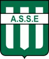 Ecu à rayures verticales blanches et vertes barrées d'un bandeau « ASSE »
