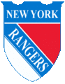 Logo en forme d'écu avec les mots New York inscrit en haut et Rangers en travers