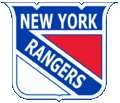 Logo en forme d'écu avec les mots New York inscrit en haut et Rangers en travers