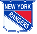 Logo en forme d'écu avec les mots New York inscrit en haut et Rangers en travers