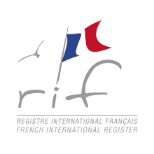 LOGO du RIF. Le pavillon arboré par les navires immatriculés au RIF est le pavillon français.