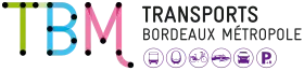 Logo de TBM. Les trois lettres sont respectivement verte, bleu et rose.