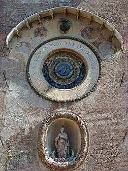 Mantoue, Palazzo del Podesta, horloge astronomique.