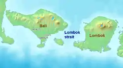 Carte du détroit de Lombok.