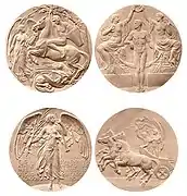 Gravures présentes sur les médailles en or, en argent et en bronze pour les Jeux.