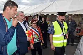 Visite de la fête avec M. Frédéric Cuvillier, Ministre délégué aux Transports, à la Mer et à la Pêche, Mme Colette Finet, maire de Longueau, et Jean-Claude Boulet, président de l'ARPDO.