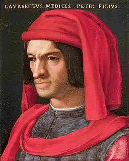 Laurent de Médicis, le premier protecteur du maître alors qu'il se trouve à Florence (1464-1482).