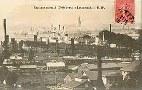 Construction du Vérité en 1907 sur le site de Lormont des Chantiers de la Gironde.