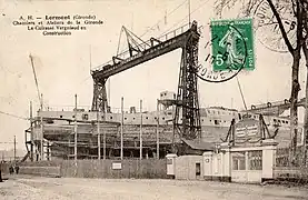 Construction du cuirassé Vérité en 1907 à Lormont.