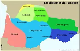 Carte dialectale de la langue d'Oc