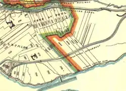 Au centre : lots du parc sur une carte de 1907