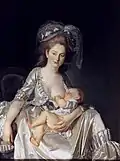 Jeune femme allaitant son enfant. Louis-Roland Trinquesse, 1777.