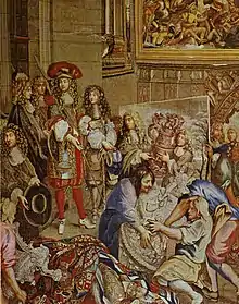 Louis XIV visitant la manufacture des Gobelins avec Colbert en 1667.