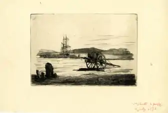 View at Baia, de sa série Souvenir of Southern Italy (eau-forte, 1872, British Museum).