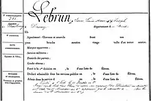 Fiche matricule de Louis Lebrun(collections de l'École polytechnique)