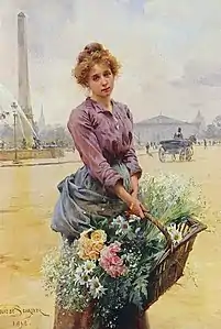 La Marchande des fleurs, place de la Concorde - Huile sur toile, 1898