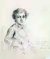 Portrait de son fils, Louis Singer, à mi-corps, portant un nœud, peint par Gustave Moreau.