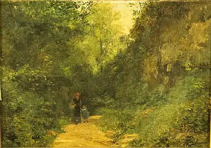 Femme et enfant dans la forêt (ca. 1890).