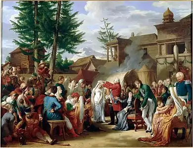 Louis XVIII couronne la rosière de Mittau, tableau de Jean-Charles Tardieu.