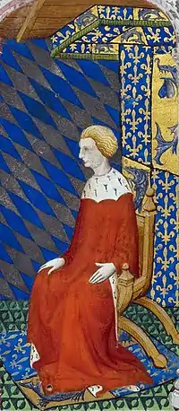Louis, duc de Guyenne. Miniature tirée de Gesta Sancti Ludovici et Regis Philippi de Guillaume de Nangis, vers 1401-1415.