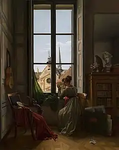 Intérieur avec une femme calquant une fleur (Salon de 1827), musée d'Art de Saint-Louis.