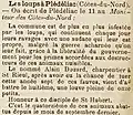 Les loups à Plédéliac en 1887.