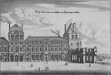 La cour carrée du Louvre à la fin du règne de Louis XIII - 1642.