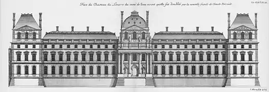 Face du chasteau du Louvre du côté de l'eau avant qu'elle fut doublée par la nouvelle façade de Claude Perrault.