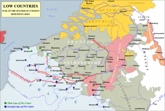 À compter de 1675, la stratégie française en Flandre fut largement dictée par la ligne de forteresses de la frontière de fer de Vauban.