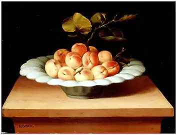 Lubin Baugin, Coupe de fruits, huile sur bois.