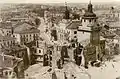 Lublin avec la porte de Cracovie après les dommages de guerre en 1944.