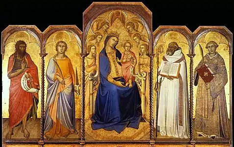 Vierge et l'Enfant entourés de saints (1362), Sienne, pinacothèque nationale.