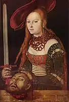 Lucas Cranach l'Ancien, Judith à la tête d'Holopherne, troisième décennie du XVIe siècle, Stuttgart, Staatsgalerie.