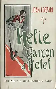 Hélie, garçon d'hôtel, couverture illustrée par Lucien Guy (Librairie Paul Ollendorff, 1908).