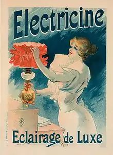 Affiche publicitaire de Lucien Lefèvre pour un éclairage électrique.