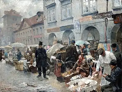 Le Marché aux œufs de Prague (1888, Galerie nationale de Prague).