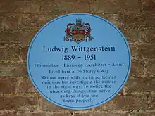 Plaque commémorative dédiée à Ludwig Wittgenstein.