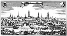 gravure : Vue de Lübeck en 1641
