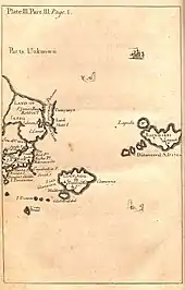 Carte de Laputa et d'autres îles autour, dans Les Voyages de Gulliver.