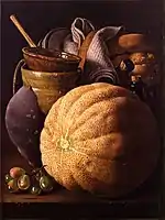 Bodegón de fruits et ustensiles de cuisine par Luis Egidio Meléndez, 1765