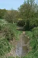 Le lit du Lunain asséché dans la commune de Vaux-sur-Lunain.