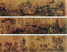 Récit de la nymphe de la rivière Luo. Copie d'après Gu Kaizhi datant de la dynastie Song. Rouleau horizontal (détails), encre et couleurs sur soie. Musée du Palais, Pékin.