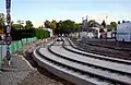 Pose de la voie au Glacis (lb), à hauteur de la station Theater, en août 2017.