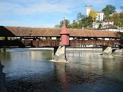 Le Spreuerbrücke sur la Reuss à Lucerne.