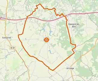 Carte représentant les limites territoriales d'une commune.