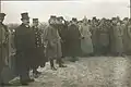 Inauguration du mémorial aux soldats juifs tombés au combat dans le nouveau cimetière juif, en arrière plan est visible la synagogue Novokladbischenskaya, novembre 1916