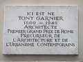 Plaque Tony Garnier.