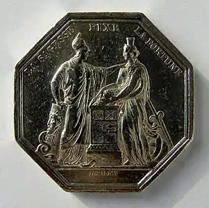 Banque de France An VIII (1799-1800). La Sagesse fixe la Fortune, médaille en argent, avers.