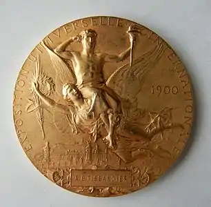 Jules-Clément Chaplain (1839-1909), Médaille Exposition universelle de 1900 (décernée à Albert Charles Tissandier (1839-1906). Recto.